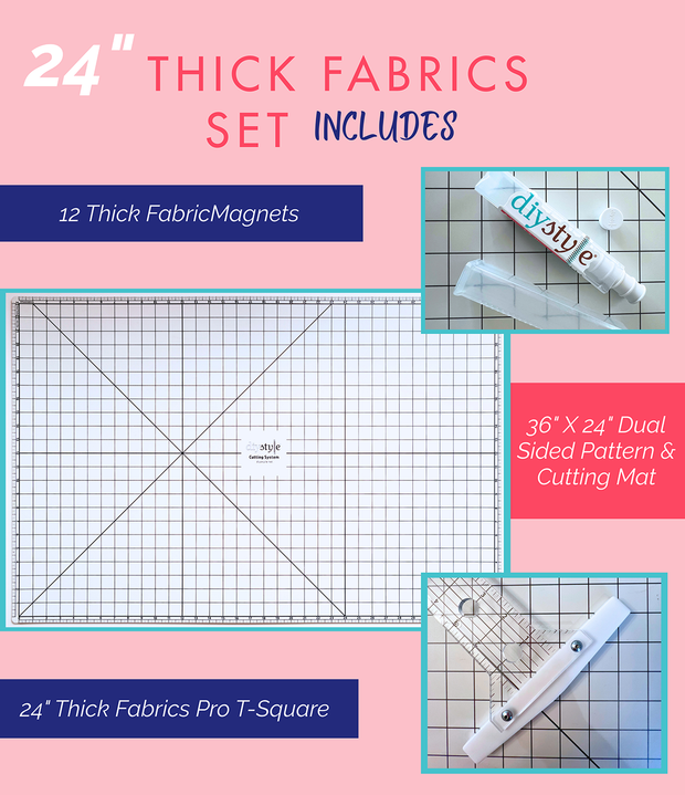 Thick Fabrics DIYStyle Pattern and Cutting System with 24" Pro T-Square